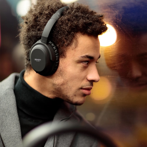 Lindy NC-60 Wired Active Noise Cancelling (Anc) Headphones, 40mm Drivers, Comfortable, Light, Carrycase, 1.5m Audio Cable, 3.5mm Jack, 6.3mm Adapter, Black - image 8