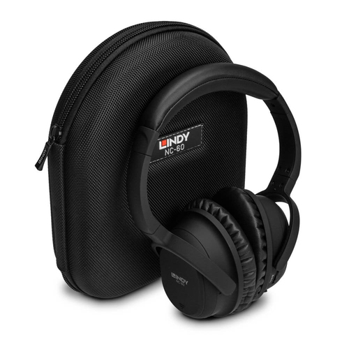 Lindy NC-60 Wired Active Noise Cancelling (Anc) Headphones, 40mm Drivers, Comfortable, Light, Carrycase, 1.5m Audio Cable, 3.5mm Jack, 6.3mm Adapter, Black - image 4