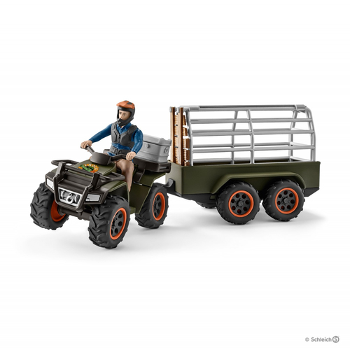 schleich Wild Life Quad bike with trailer and ranger