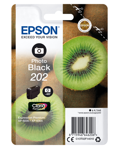 Epson 202 Kiwi Photo Black Standard Capacity Ink Cartridge 4ml - C13T02F14010