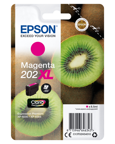 Epson 202XL Kiwi Magenta High Yield Ink Cartridge 8.5ml - C13T02H34010