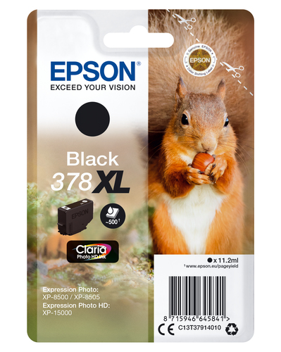 Epson 378XL Squirrel Black High Yield Ink Cartridge 11ml - C13T37914010