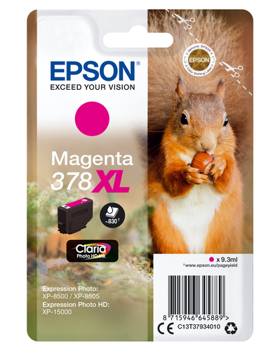 Epson 378XL Squirrel Magenta High Yield Ink Cartridge 9ml - C13T37934010