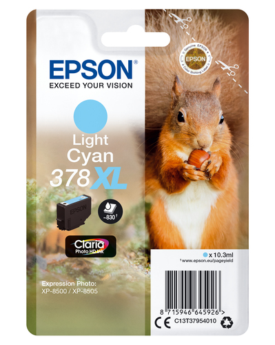 Epson 378XL Squirrel Light Cyan High Yield Ink Cartridge 10ml - C13T37954010