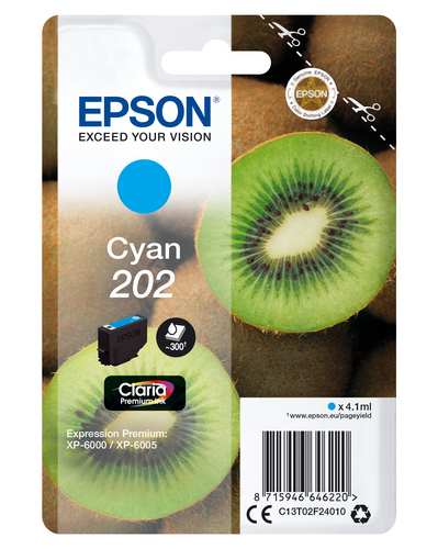 Epson 202 Kiwi Cyan Standard Capacity Ink Cartridge 4ml - C13T02F24010