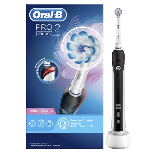 Dor hervorming bleek Product data Oral-B Pro 2 2000S Sensi Ultrathin Adult Rotating-oscillating  toothbrush Black, White Electric Toothbrushes (80299123)
