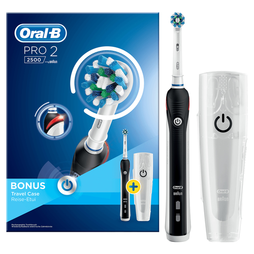 compileren Aantrekkelijk zijn aantrekkelijk Kast Specs Oral-B Pro 2 2500 CrossAction Adult Rotating-oscillating toothbrush  Black, White Electric Toothbrushes (80299461)