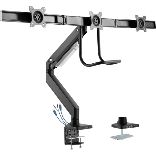 InLine Desktop mount with lifter and USB3.0, movable, for 3 displays up to 27"