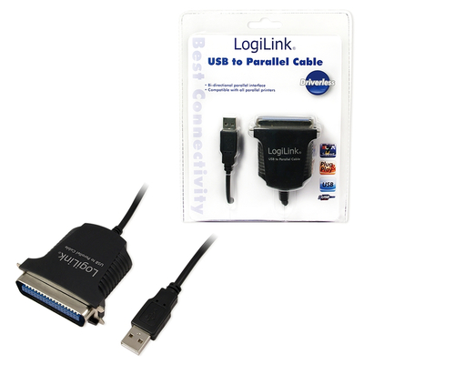 LogiLink AU0003C, Sort, USB A, Centronics 36, 1,5 m