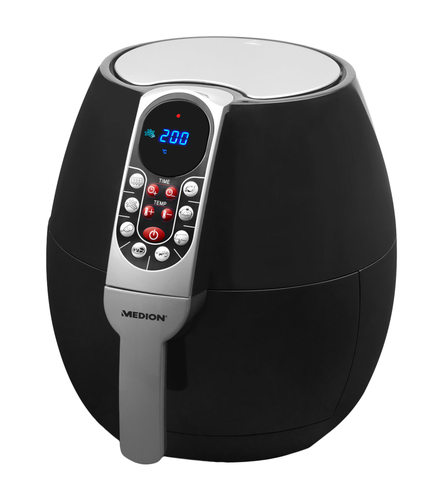 MEDION MD 17320 Single 2.5 L Stand-alone 1500 W Hot air fryer Black, Silver