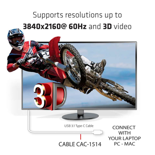 CLUB3D USB C to HDMI© 2.0 UHD Cable Active 1.8 M./5.9 Ft., afbeelding 5