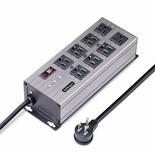 8-OUTLET INDUSTRIAL POWER STRIP 125V/15A, EMI/RFI ISOLATION, SURGE PROTECTION, M