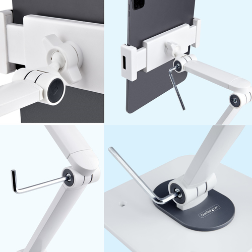 StarTech.com Adjustable Tablet Stand for Desk, Desk/Wall Mountable, Supports Up to 2.2lb, Universal Tablet Stand Holder for Desk, Articulating Tablet Mount Pivot/Swivel/Rotate - Ergonomic Tablet Stand (ADJ-TABLET-STAND-W) Tablet Stativ – billede 6