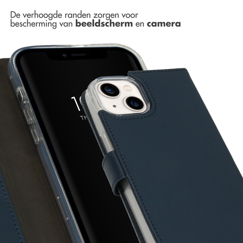 Selencia Echt Lederen Bookcase iPhone 14 - Blauw, afbeelding 4