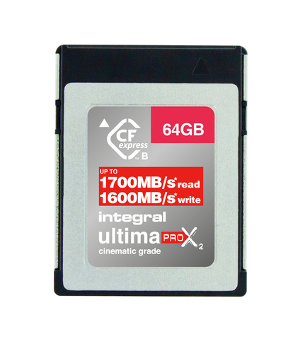 Integral 64GB CFEXPRESS CARD TYPE B 2.0 UP TO R-1700 W-1600 MBS SUSTAINED WRITE - 800MBS CINEMATIC GRADE 8K RAW and 4K 120FPS