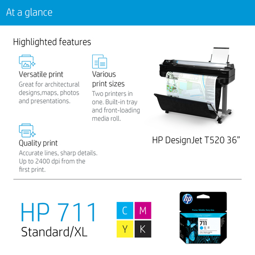 Specs HP Designjet T520 914mm Printer Large Format Printers (CQ893C)