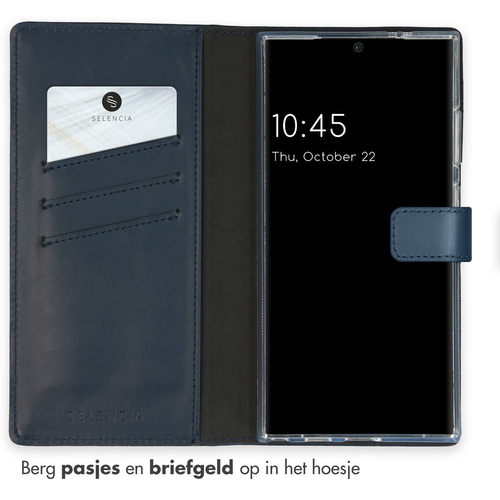 Selencia Echt Lederen Bookcase Samsung Galaxy S24 Ultra - Blauw, afbeelding 3