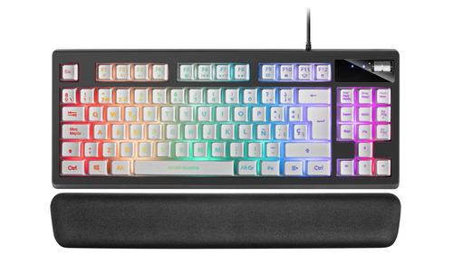 Mars Gaming MKAXWES Compact Keyboard TKL H-Mech RGB Lighting 9 Effects Gel Wrist Rest White Spanish Language – image 1