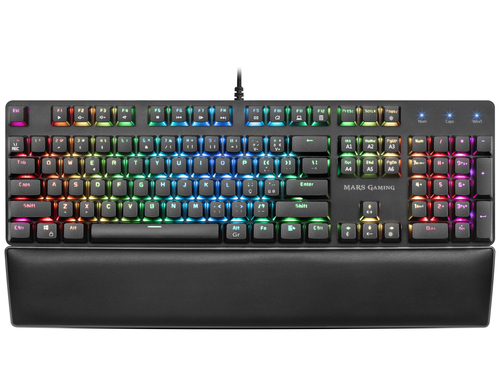 Mars Gaming MK5BPT RGB Mechanical Keyboard Padded Wristrest Blue OUTEMU SQ Switch Portuguese Language