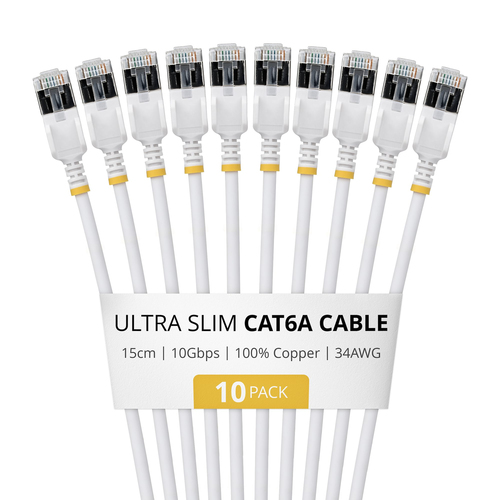Startech.COM 15CM White Ultra Slim CAT6A 10 Pack, Lifetime