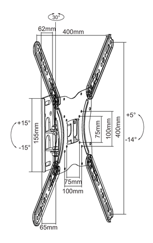 Equip wall mount TV 13"-55", zwart, zwartenkbar, afbeelding 5