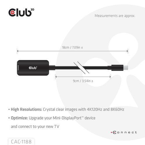 Club 3D Mini DisplayPort 1.4 naar HDMI 8K60Hz M/F Adapter, afbeelding 4