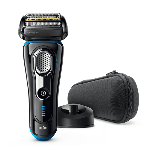 Braun Series 9 Electric Shaver for Men 9240s, Charging Stand and Travel Case - Black/Eloxal Blue