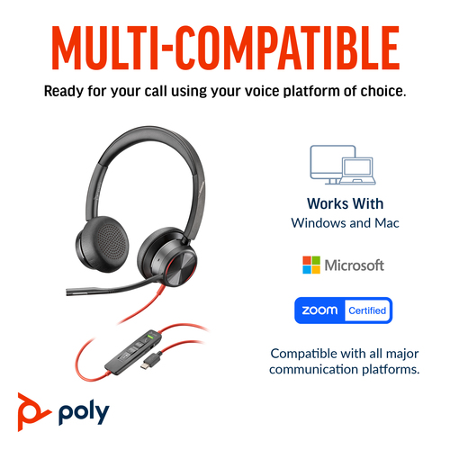 HP Poly Blackwire 8225 MT Certified USB-C Wired Headset + Adapter - image 8