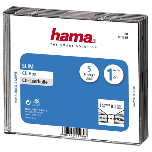 Product image: Hama CD Slim Jewel Case 1 discs Transparent