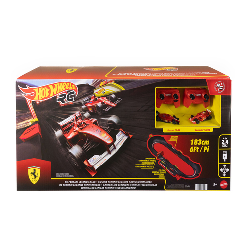 Hot Wheels RC Ferrari Legends Race Track Set with 2 Remote-Control Cars in 1:64 Scale – image 6