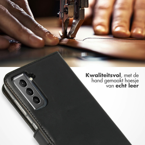 Selencia Echt Lederen Bookcase Samsung Galaxy S21 - Zwart, afbeelding 2