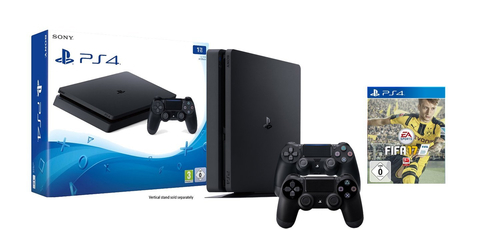 Sony Play Station 4 Slim 1TB + DUALSHOCK 4 + FIFA 17 Wi-Fi Juoda