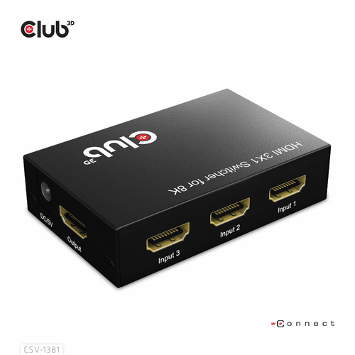 Club 3D 3 - 1 HDMI Switch 8K 60Hz / 4K 120Hz, afbeelding 3