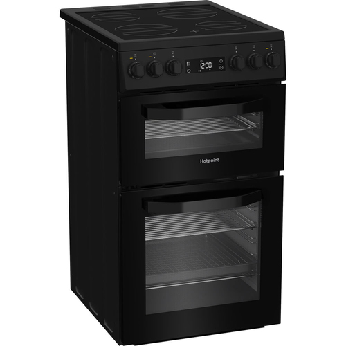Hotpoint HDE5VDCB 50cm Wide Double Oven Electric Cooker with Ceramic Hob - Black - A/A Rated, Black - image 3