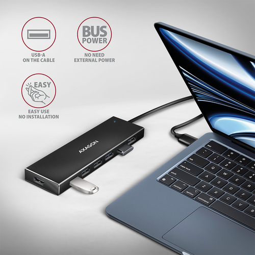 AXAGON SuperSpeed USB-A Flat-Hub mit 1 m Kabel USB-Hubs - USB 32 - 7 - Schwarz – Foto 4 von 9