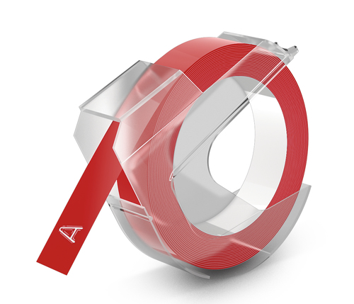 Dymo S0898150 White on Red Embossing Tape - image 1