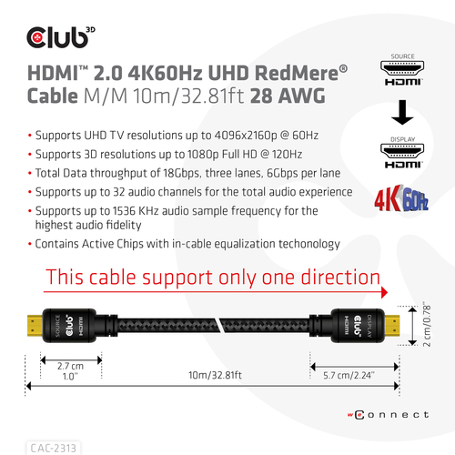 Club 3D HDMI 2.0 RedMere kabel, afbeelding 10