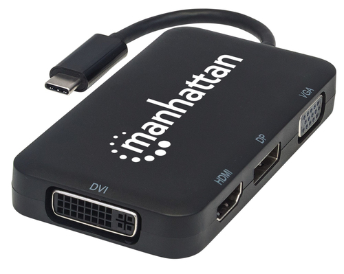 Convertidor USB-C MANHATTAN 4 en 1 para Audio/Video , Negro, USB C, USB C, DisplayPort/DVI/VGA/HDMI, Macho/hembra 4 en 1 para Audio/Video  152600 EAN UPC 766623152600 - 152600