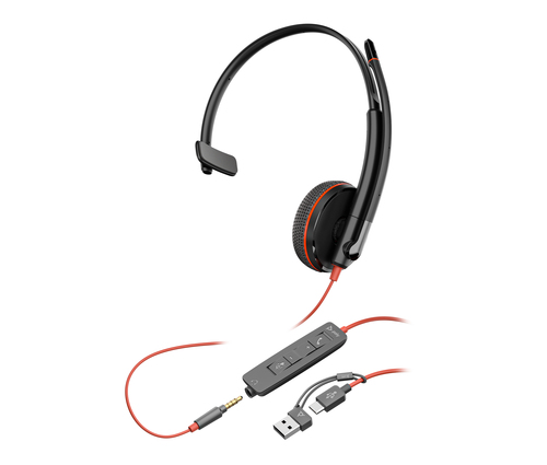 HP Poly Blackwire 3215 Monaural USB-C Headset +3.5mm Plug +USB-C/A Adapter – image 4