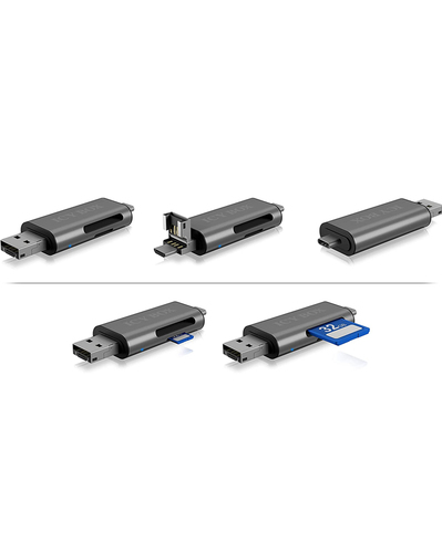 ICY BOX IB-CR200-C Externe cardreader met multi-USB connector kaartlezer, afbeelding 2