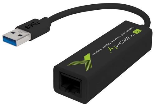 TECHLY USB 3.0 Superspeed auf RJ45 Gigabit 10/100/1000 Konverter Kabellaenge 0,73m weiss Stromversorgung ueber USB-Bus
