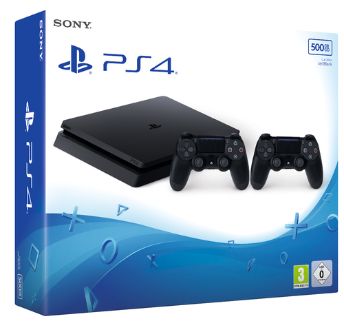 Sony PS4 500GB Slim + 2x DUALSHOCK 4 Wi-Fi Melns