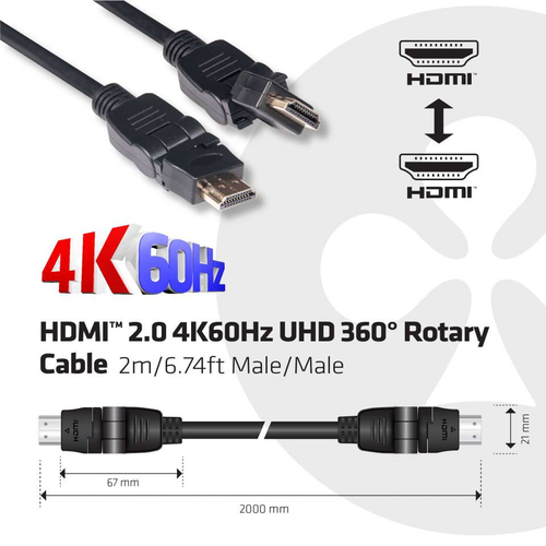 Club 3D HDMI 2.0 360° Rotary kabel, afbeelding 5