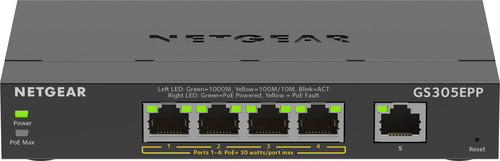 NETGEAR GS305EPP Управляемый L2/L3 Gigabit Ethernet (10/100/1000) Питание по Ethernet (PoE) Черный