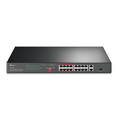 TP-Link TL-SL1218P сетевой коммутатор Неуправляемый Gigabit Ethernet (10/100/1000) Питание по Ethernet (PoE) 1U Черный