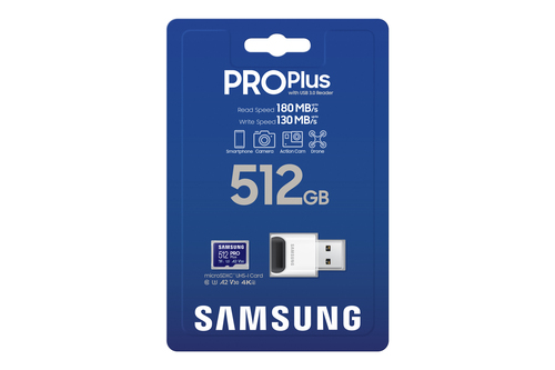 Samsung Pro Plus microSDXC 512GB + USB-adapter Micro SD-kaart Blauw, afbeelding 7