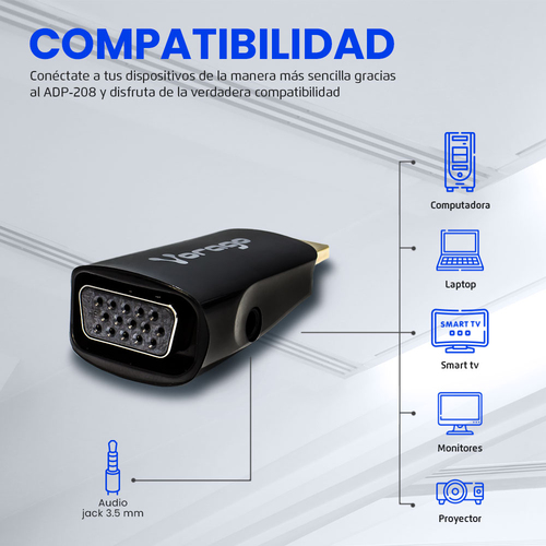 Convertidor HDMI a VGA VORAGO ADP-208