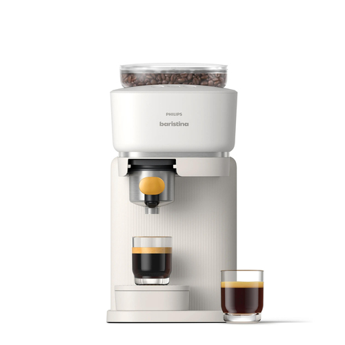 Philips Baristina Espresso Machine - Real espresso, made simple. Milky White with Mango Yellow Portafilter (BAR300/03) – image 3