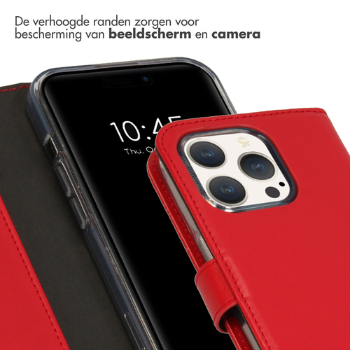 Selencia Echt Lederen Bookcase iPhone 15 Pro - Rood, afbeelding 4
