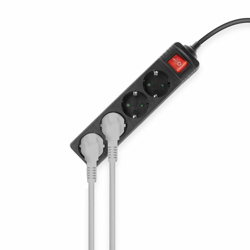 ACT Connectivity Stekkerdoos met lichtgevende schakelaar, 4 sockets, 2 m, zwart, afbeelding 2